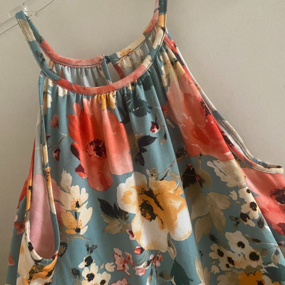 Mint/Peach floral tank Women's L